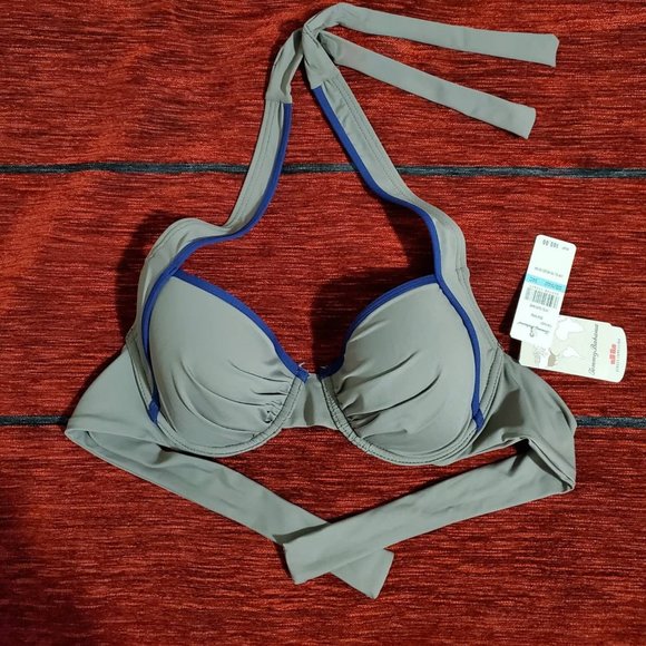 Tommy Bahama Swim Swim Top Deck Piping Bikini Top Taupe Sz C